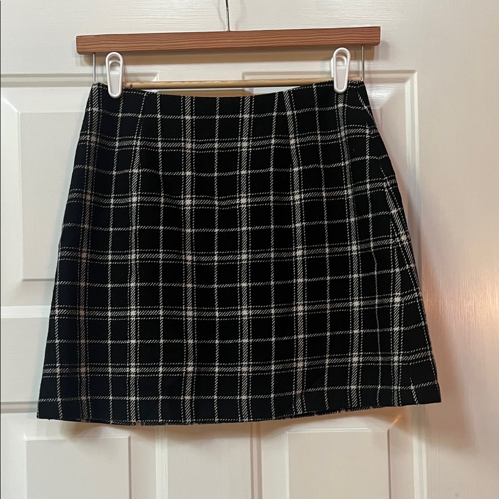 Express Black and White Plaid Mini Skirt